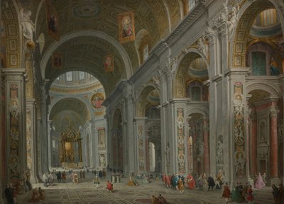 Interiør af Peterskirken, Rom, efter 1754. af Giovanni Paolo Panini
