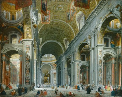 Interiør af Peterskirken, Rom, ca. 1754. af Giovanni Paolo Panini