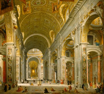 Interiør af Peterskirken, Rom af Giovanni Paolo Panini