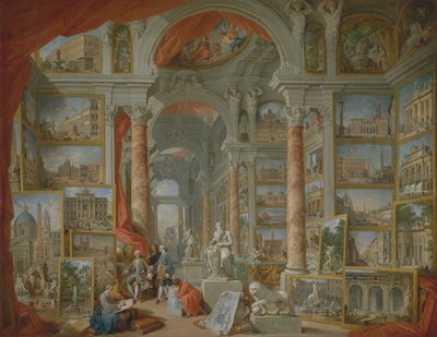 Billedgalleri med udsigt over det moderne Rom af Giovanni Paolo Panini
