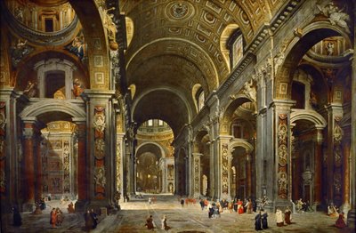 Kardinal Melchior de Polignac besøger Sankt Peters basilika i Rom af Giovanni Paolo Pannini