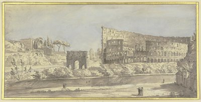 Colosseum og Konstantinsbuen i Rom af Giovanni Paolo Pannini
