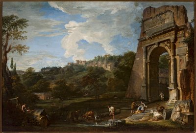 Landskab med Titusbuen af Giovanni Paolo Pannini