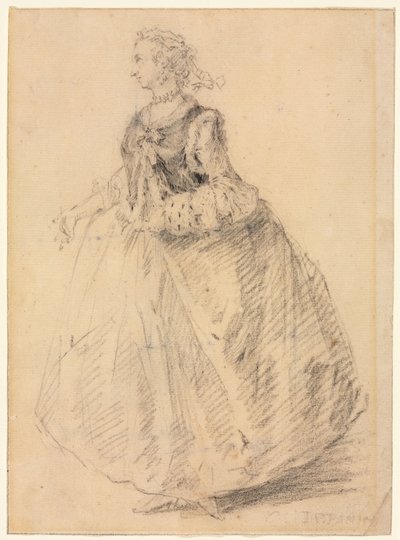 Stående kvinde med en hermelinmuffe, 1700-tallet. af Giovanni Paolo Pannini