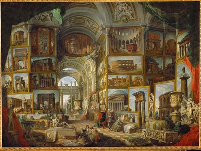 Galleri med udsigter over det gamle Rom, malet ... af Giovanni Paolo Pannini or Panini