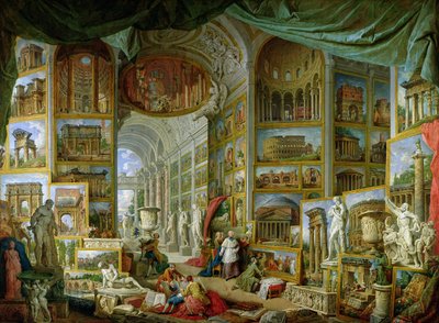 Galleri med udsigt over det antikke Rom af Giovanni Paolo Pannini