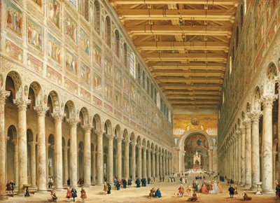Interiør af San Paolo Fuori le Mura, ser mod alteret af Giovanni Paolo Pannini