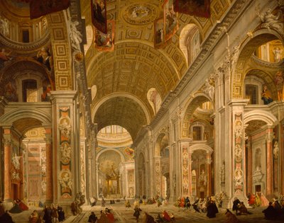 Interiør af Peterskirken af Giovanni Paolo Pannini