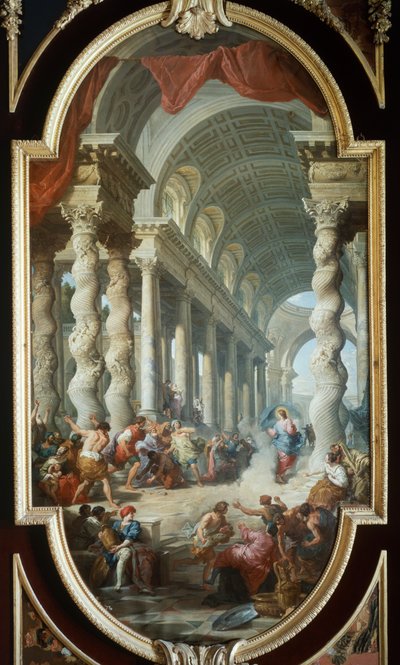 Jesus stenet i templet af Giovanni Paolo Panini (1691-1765), maleri, La Granja-paladset, Segovia, Spanien. af Giovanni Paolo Pannini