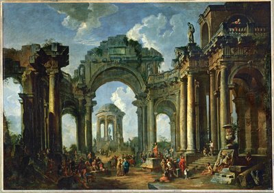 En apostels prædiken i ruinerne af antikkens doriske arkitektur ... af Giovanni Paolo Pannini or Panini