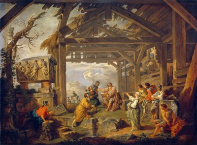 Sibyllen fra Cumae, der profeterer Kristi fødsel. Maleri af Giovanni Paolo Panini (Pannini) (1691-1765), olie på lærred af Giovanni Paolo Pannini