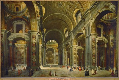 Kardinal Melchior de Polignac på besøg i Peterskirken i Rom ... af Giovanni Paolo Pannini or Panini