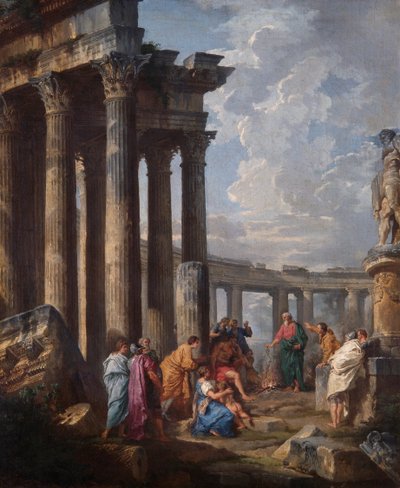 St. Paul på Malta, der griber hugormen af Giovanni Paolo Pannini