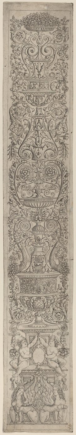 Ornamentpanel: To sfinkser, der understøtter skjolde af Giovanni Pietro Birago and Zoan Andrea