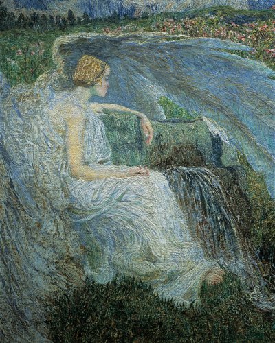 Kærlighed ved livets kilde eller elskere ved livets kilder, af Giovanni Segantini, detaljer af Giovanni Segantini