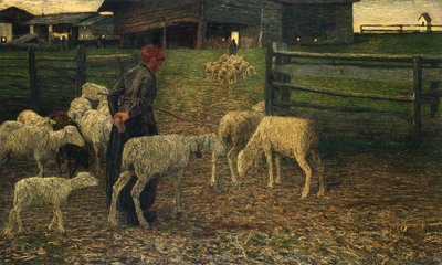 Retur til fold, af Giovanni Segantini (1858-1899) af Giovanni Segantini