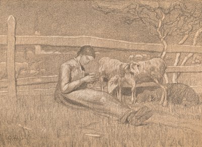 Hyrdinden, c1888 af Giovanni Segantini