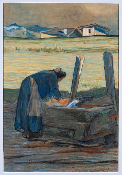 Vaske ved springvand af Giovanni Segantini