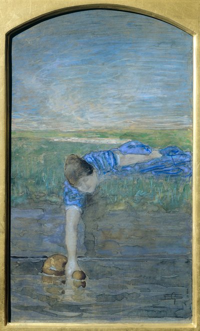 Kvinder ved floden af ​​Giovanni Segantini (1858-1899) af Giovanni Segantini