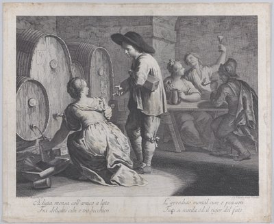 En barpige fylder krus..., 1760-70. af Giovanni Volpato