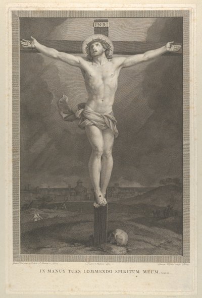 Kristus korsfæstet på korset, et kranium ved bunden, ca. 1770-1803. af Giovanni Volpato