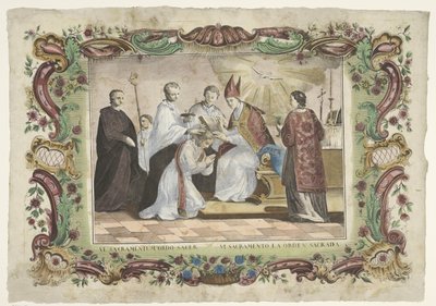 Præstedømmets sakramente VI. sacramentum ordo sacer / VI. sacramento la orden sacrada (titel på objekt) De syv sakramenter (serietitel) af Giovanni Volpato