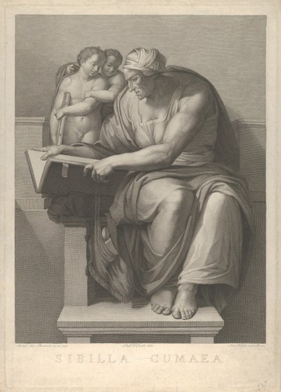 Den cumæiske sibylle efter fresken af Michelangelo i Det Sixtinske Kapel, 1784-90. af Giovanni Volpato