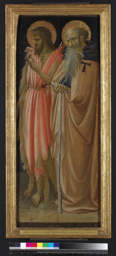 Johannes Døberen og Sankt Antonius Abbed (tempera og guld på panel) af Giovanni dal Ponte