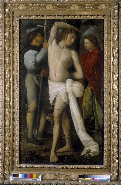 Saint Roch, Saint Sebastian og Saint Margarita (olie på lærred) af Giovanni de Busi Cariani