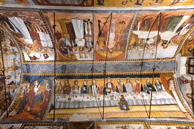 Hvælvingen i Botoneri-kapellet med historier om Kristi lidelseshistorie af Giovanni di Cherasco Botoneri