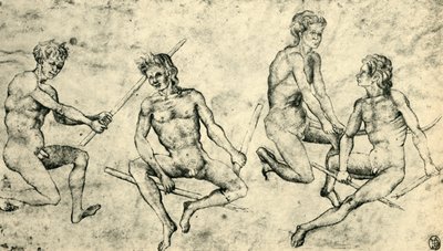 Fire nøgne mænd, midten af slutningen af det 15. århundrede, 1943. af Giovanni di Paolo