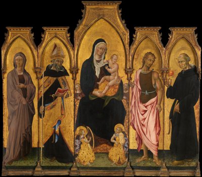 Madonna og barn med hellige, 1454. af Giovanni di Paolo