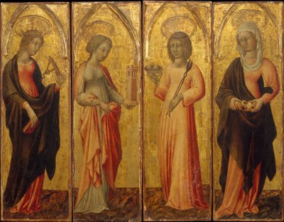 De hellige Catherine af Alexandria, Barbara, Agatha og Margaret, ca. 1470. af Giovanni di Paolo