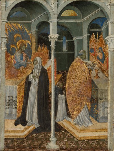Sankt Katarina af Sienas mirakuløse nadver. af Giovanni di Paolo