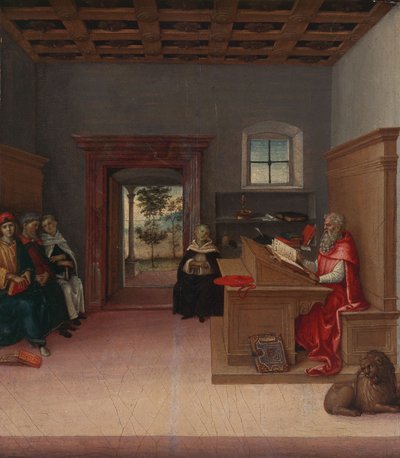Hieronymus i studiet, ca. 1500-04 (olie på træ) af Giovanni di Pietro (c.1450 1529)