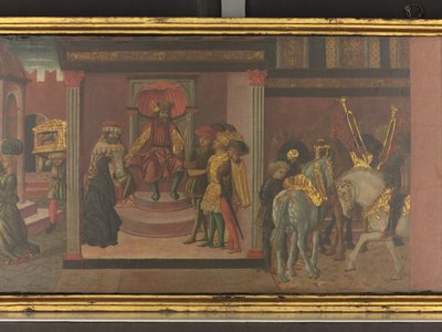 Historien om Trajan og enken, detalje af et panel fra en cassone, ca. 1450 (tempera på panel) af Giovanni di Ser Giovanni Scheggia
