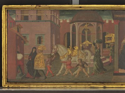 Historien om Trajan og enken, detalje af et panel fra en cassone, ca. 1450 (tempera på panel) af Giovanni di Ser Giovanni Scheggia