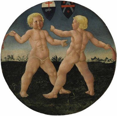 Desco da parto: To drenge i gang med at lege af Giovanni Di Ser Giovanni Guidi