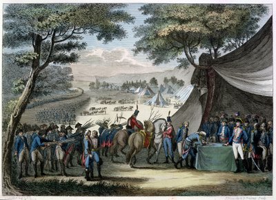 Pacification of the Vendee af general Hoche (1768-97) 20. april 1795 (farvegravering) af Karl Girardet