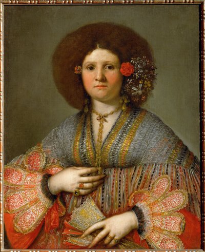 Portræt af en venetiansk dame (maleri på lærred) af Girolamo Forabosco