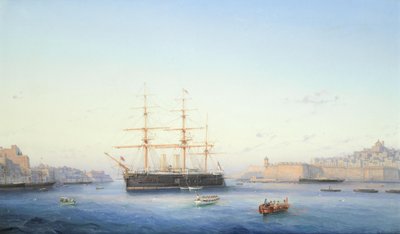 HMS Alexandra i Grand Harbour, Malta af Girolamo Gianni