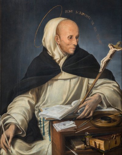 Portræt af en broder klædt ud som St. Thomas Aquinas af Girolamo Mazzola Bedoli