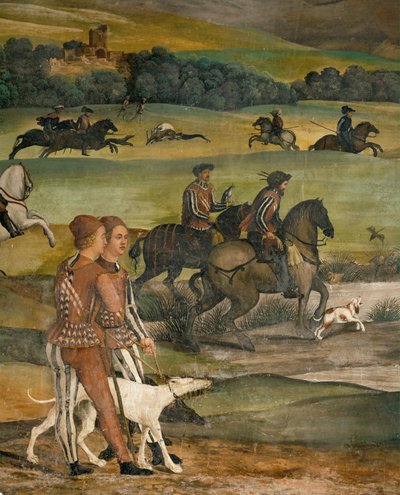 Kong Christian af Danmarks besøg i Malpaga i 1474 (freskomaleri) af Girolamo Romanino