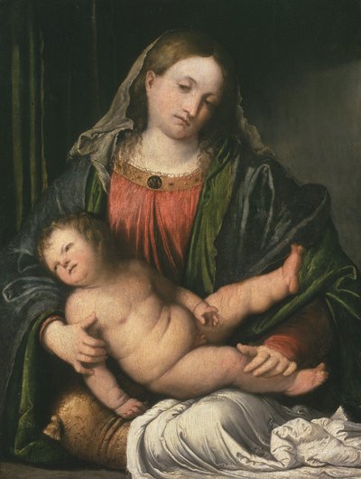 Madonna og barn, ca. 1516-17 (olie på panel) af Girolamo Romanino