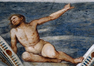 Mand nøgen, Detalje af fresker af Girolamo Romanino (ca 1484-efter 1559), bestilt af Bernardo Clesio af Girolamo Romanino