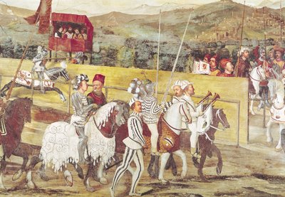 Turnering til ære for Christian I af Danmark på Castello di Malpaga i 1474, detaljer fra højre side af Girolamo Romanino