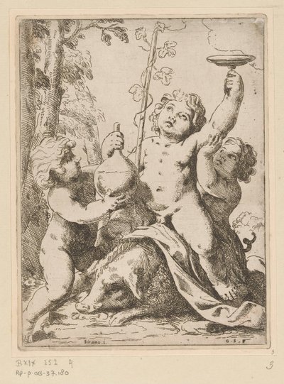 Bacchanal med tre unge af Girolamo Scarselli