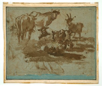 Jupiter, Juno og Io (recto); Dyreforsøg (verso) af Girolamo Troppa