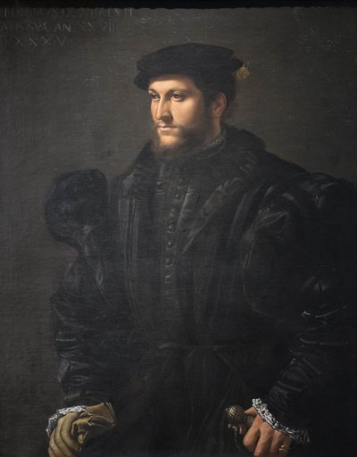 Portræt af en herre i sort af Girolamo da Carpi