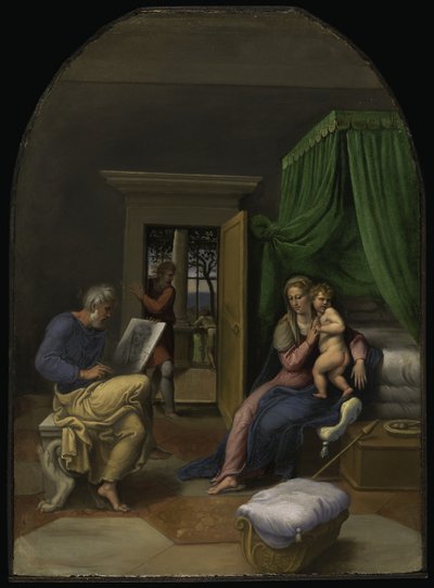 Sankt Lukas tegner jomfruen og Jesusbarnet, ca. 1535 (olie på panel) af Girolamo da Carpi